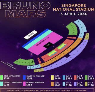 Bruno Mars Singapore Concert Standing Pen Priority Ticket 3 Apr