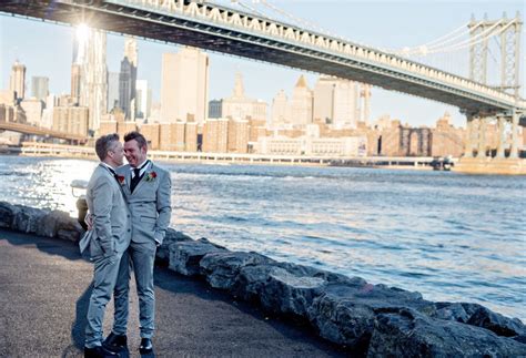 Sunrise Elopement With Two Grooms At Brooklyn Bridge Park Darren