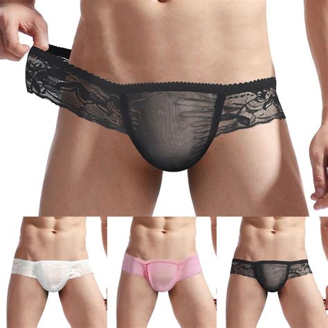 Homens Sissy Lingerie Mesh Sheer Lace Calcinha De Shopee Brasil
