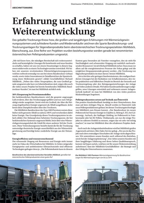 Erfahrung und ständige Weiterentwicklung - Mühlböck