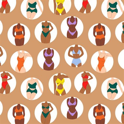 Patrón sin costuras con mujeres en bikini ropa interior de playa ama y acepta cualquier tipo de