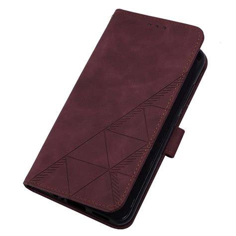 For Infinix Hot I X Crossbody D Embossed Flip Leather Phone Case Wine Red Alexnld