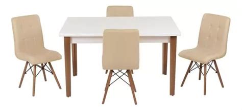 Kit Mesa Jantar Luiza Cm Branca Cadeiras Gomos Cor Nude Mercadolivre