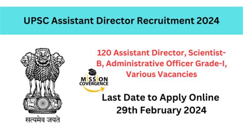 Upsc Assistant Director Recruitment For Posts Apply Now Upsc