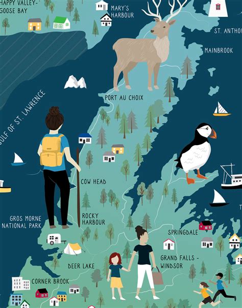 Newfoundland & Labrador Illustrated Map - Etsy