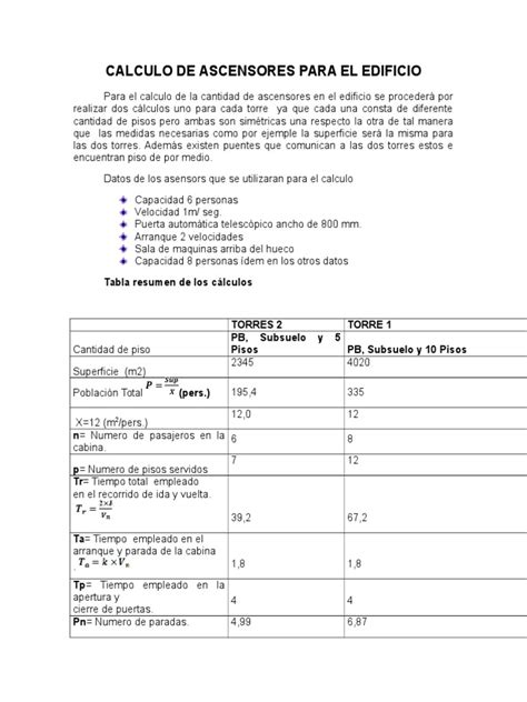 Calculo De Ascensores Par El Edificio Ascensor Infraestructura De