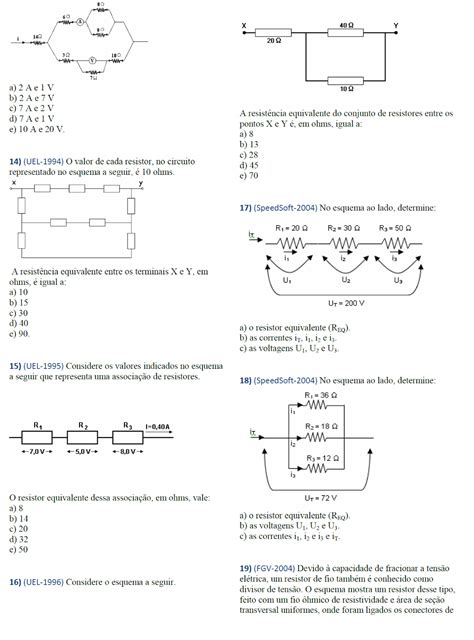 Associação De Resistores Exercícios - Exercicios Associacao De Resistores - RETOEDU