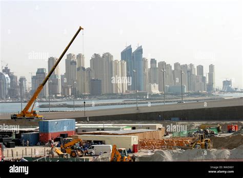 Construction area and skyscrapers in Dubai, United Arab Emirates. Dubai was the fastest ...