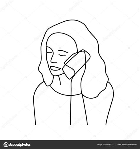 Minimalism Hand Drawn Female Vector Portrait Modern Abstract One Line