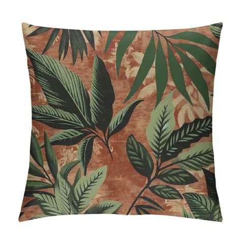 Comio Green Teal Rectangle Maple Leaf Pillow Cut Cushion Case Luxury