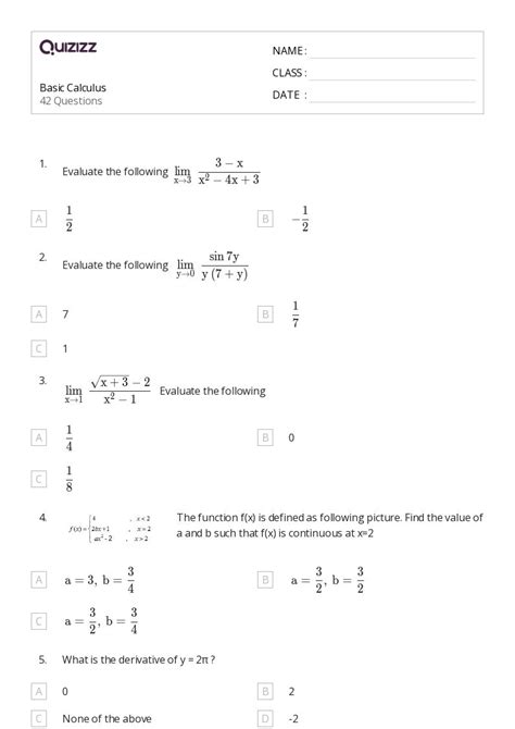 50 Integral Calculus Worksheets For 11th Class On Quizizz Free And Printable