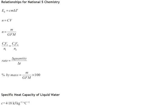 Sqa National 5 Chemistry Data Booklet S3 Chemistry Consolidation