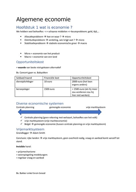 Algemene Economie Algemene Economie Hoofdstuk Wat Is Economie