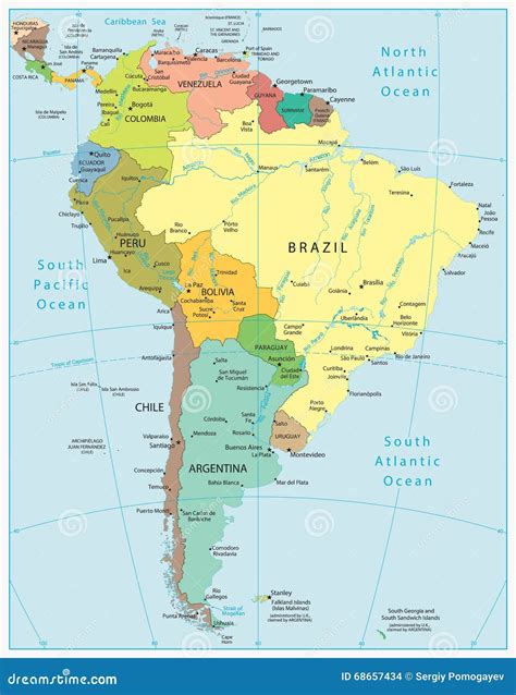 lamerique du sud  detaille la carte illustration de vecteur image