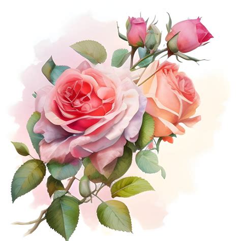 Pink Rose Watercolor Clipart Watercolor Floral Clipart Pink Rose