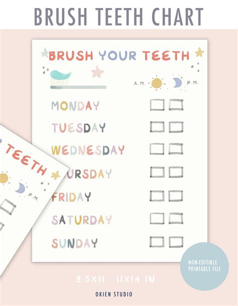 Brush Teeth Printable, Brush Teeth Chart, Toddler Brushing, Teeth ...