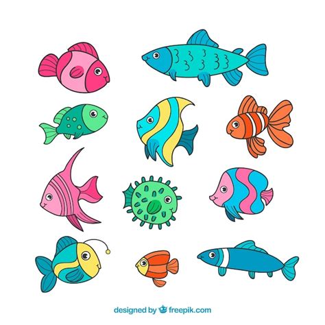 Vectores E Ilustraciones De Peces Colores Dibujo Para Descargar Gratis