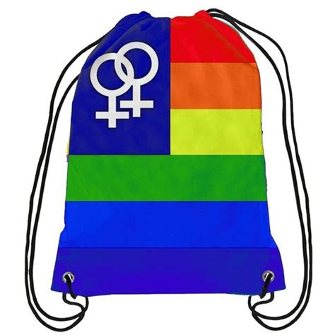 Double Male Rainbow Drawstring Backpack Pride Gay Pink Lgbt Bag Sports Gift Customize