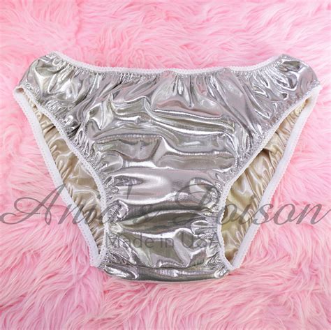 Anias Poison Full Bikini Cut Champagne Soft Foil Satin Lined Sissy Metallic Panties For Men