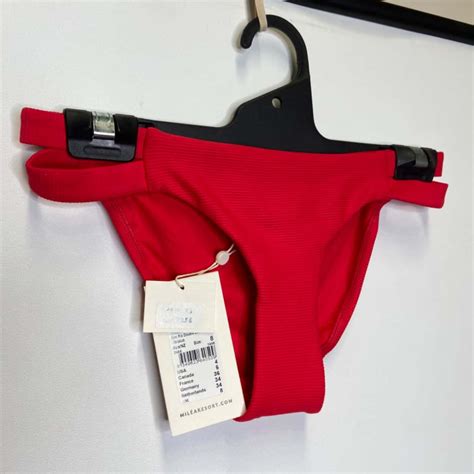 Mil A Womens Size Mini Rib Double Band Bikini Bottom Red Bnwt Rrp