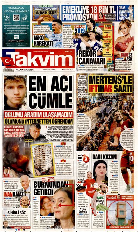 Takvim Gazetesi Takvim Man Et Oku Haberler Nisan