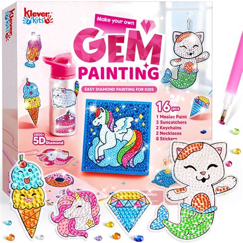 Klever Kits 16 Projects Gem Art, Kids Diamond Gem Painting Kit with 5D