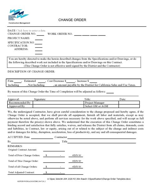 45 Free Change Order Templates Word Excel Pdf Templatearchive