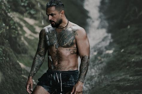 Premium Photo Naked Sexy Man At A Tropical Waterfall Bali Man Relaxing With Freedom Strong Fit