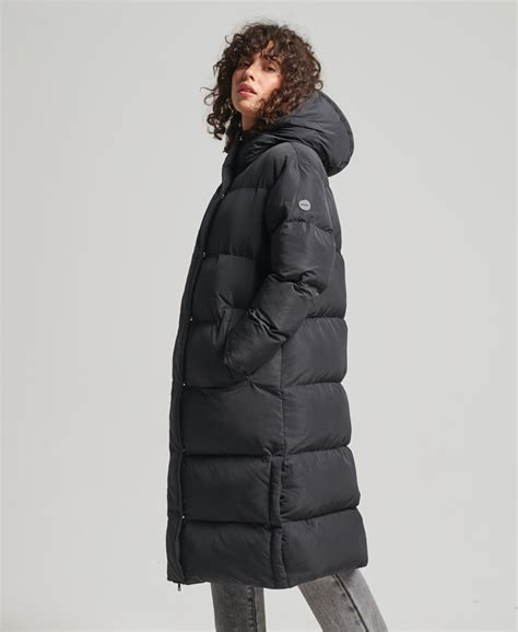 Womens Longline Duvet Coat In Black Superdry Uk