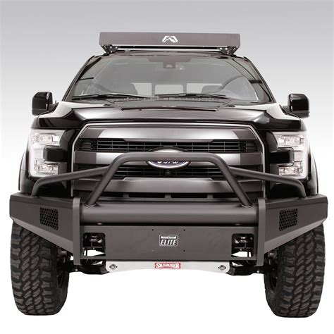 Fab Fours® Ford F 150 2017 Black Steel Elite Full Width Blacked Front Hd Bumper With Pre