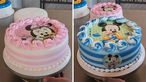 Pastel De Minnie Bebe Y Mickey Bebe Con Crema Chantilly YouTube