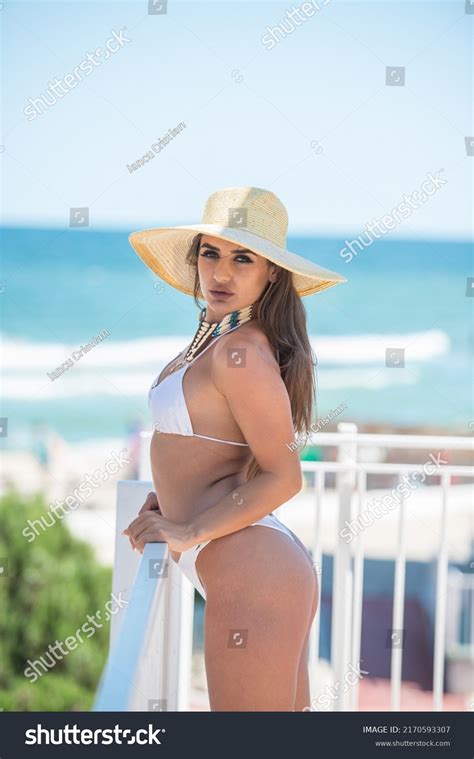 Beautiful Brunette Girl White Bathing Suitportrait Stock Photo 2170593307 Shutterstock