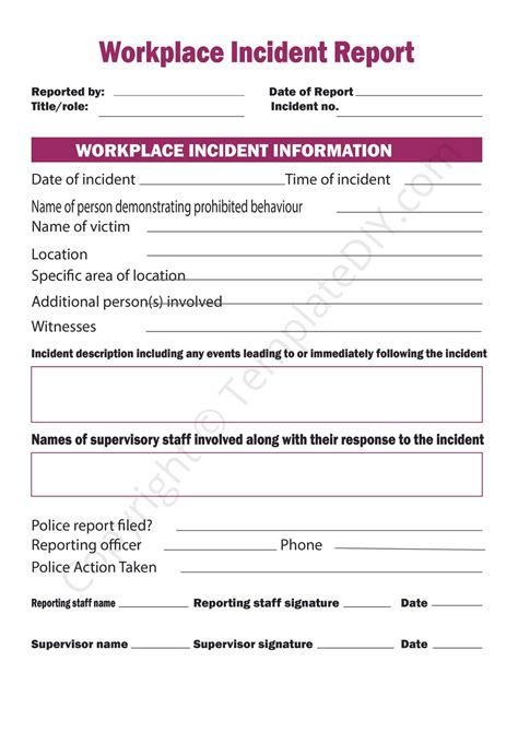 Incident Report Template Blank Printable PDF Excel Word