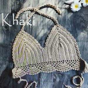 Swim Nwt Crochet Halter Bikini Top In Khakitan Size M Poshmark