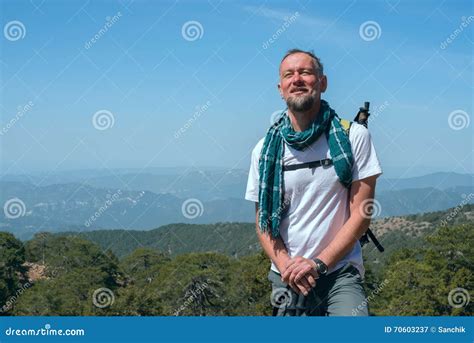 Bearded Man Hiker With Backpack Stock Image Image Of Enjoying Life