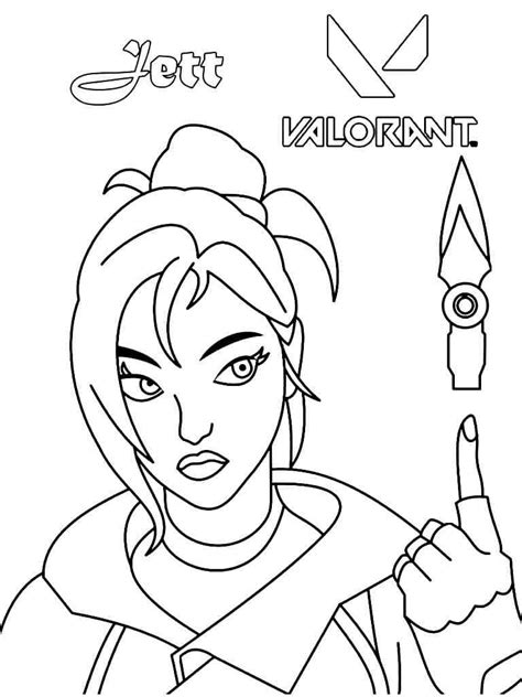 Jett From Valorant Coloring Page