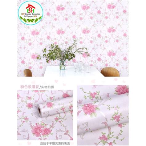 Bhw Wallpaper Self Adhesive Floral Design Wall Paper Pvc Waterproof L