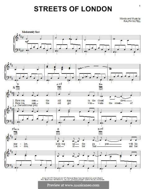 Streets of London by R. McTell - sheet music on MusicaNeo