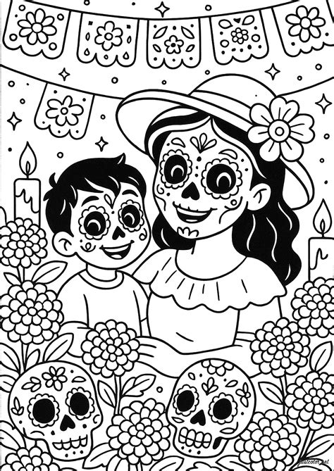 dia de los muertos coloring pages 3