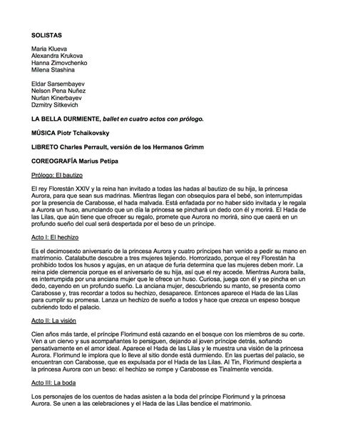 Guion Del Cuento De La Bella Durmiente