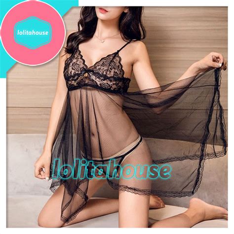 Jual Lingerie Transparan Sexy Anggun Romantis Plus G String Elastis Black Jakarta Pusat