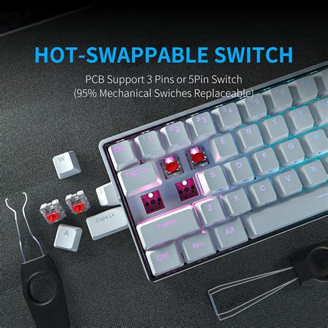 Kemove Snowfox Wired Wireless Mechanical Gaming Keyboard Hot Swappable Keyboard True Rgb