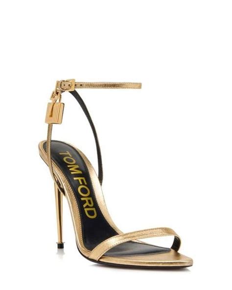 Tom Ford Padlock Naked Metallic Pointy Toe Sandal In White Lyst