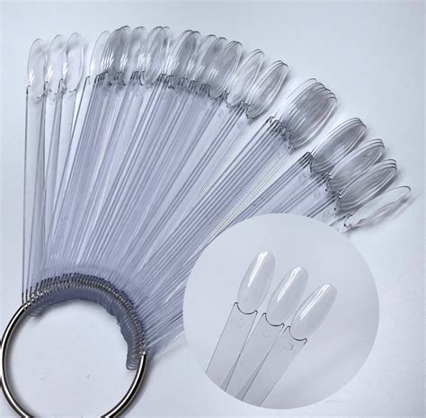 Типсы веерные на кольце, 50 штук (прозрачные, овальные)