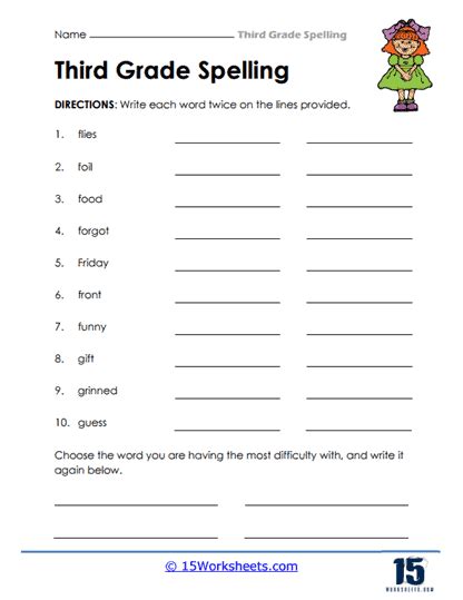 Spelling Practice For 3rd Grade