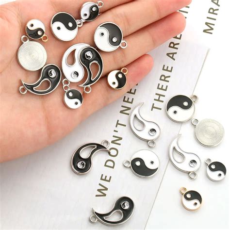 Pcs Enamel Tai Chi Alloy Puzzle Yin Yang Charms Pendants Gift For