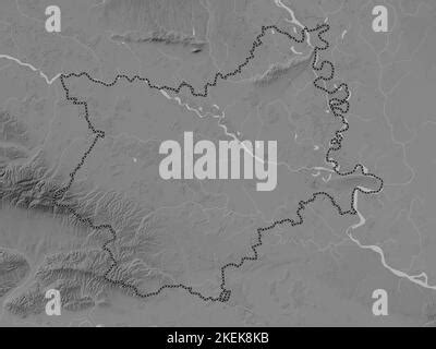 Osjecko-Baranjska, county of Croatia. Grayscale elevation map with ...