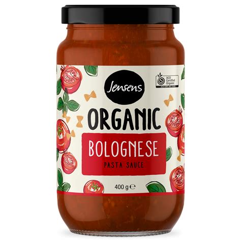 Jensens Organic Pasta Sauce – Bolognese 400g - Kay Apparel Aprons And