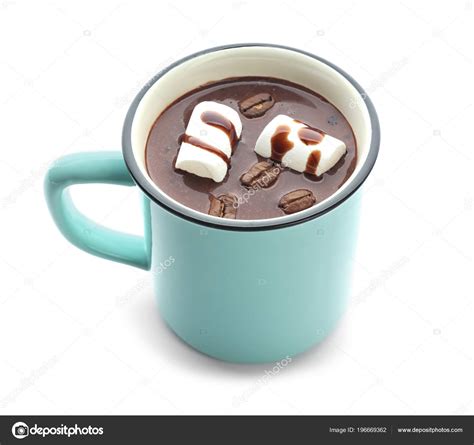 Cup Hot Chocolate Marshmallow White Background — Stock Photo © serezniy ...