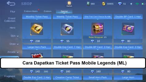 Cara Dapatkan Ticket Pass Mobile Legends ML Esportsku